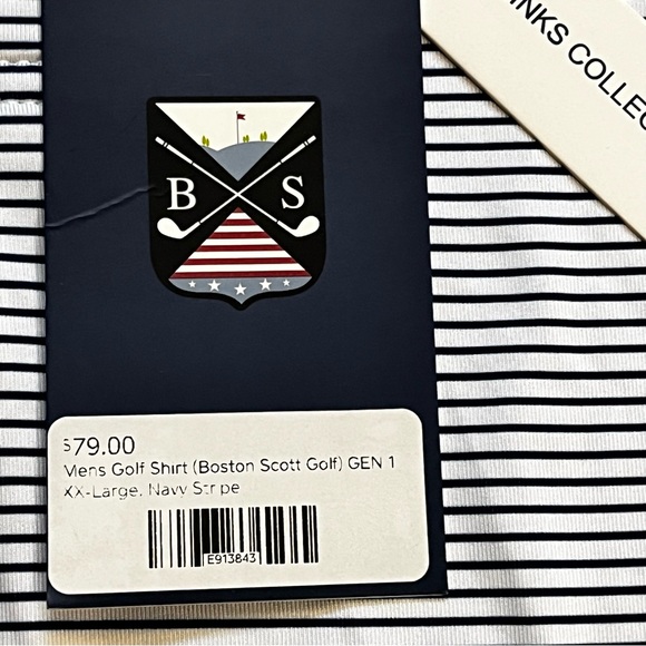 Boston Scott Men’s Stretch Golf Polo Shirt Blue/White Striped Sz XXL NWT - Picture 5 of 8